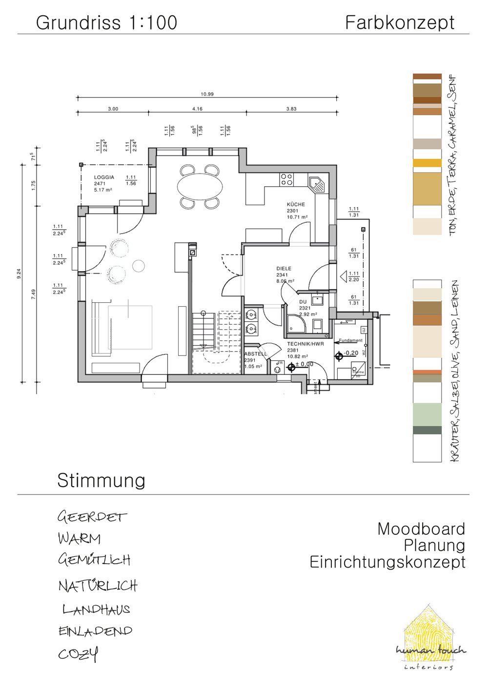 Floor plan and colour concept for the family home