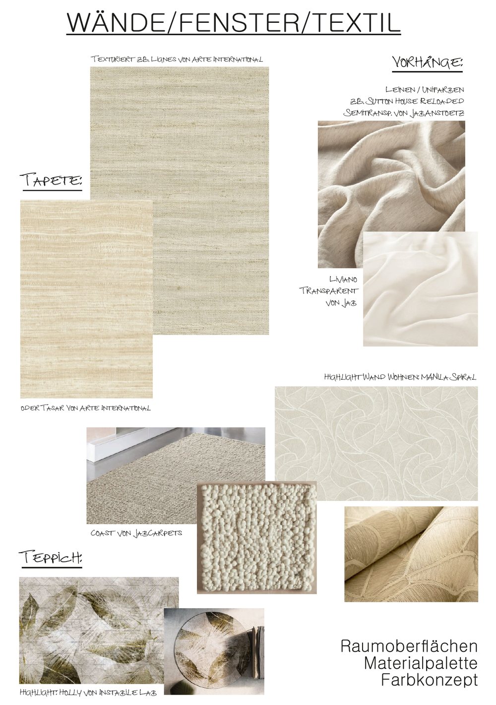 Wall, window and textile concept
