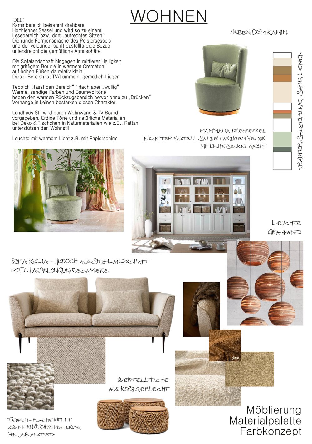 Product selection for the living area by the fireplace