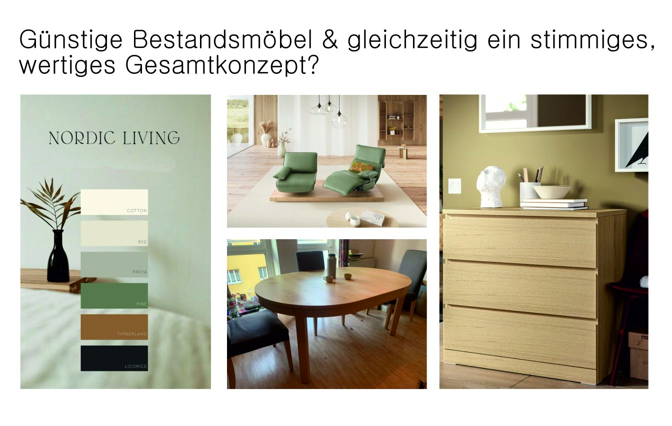 Existing furniture in a Nordic Living concept for a family home in Schöllbronn
