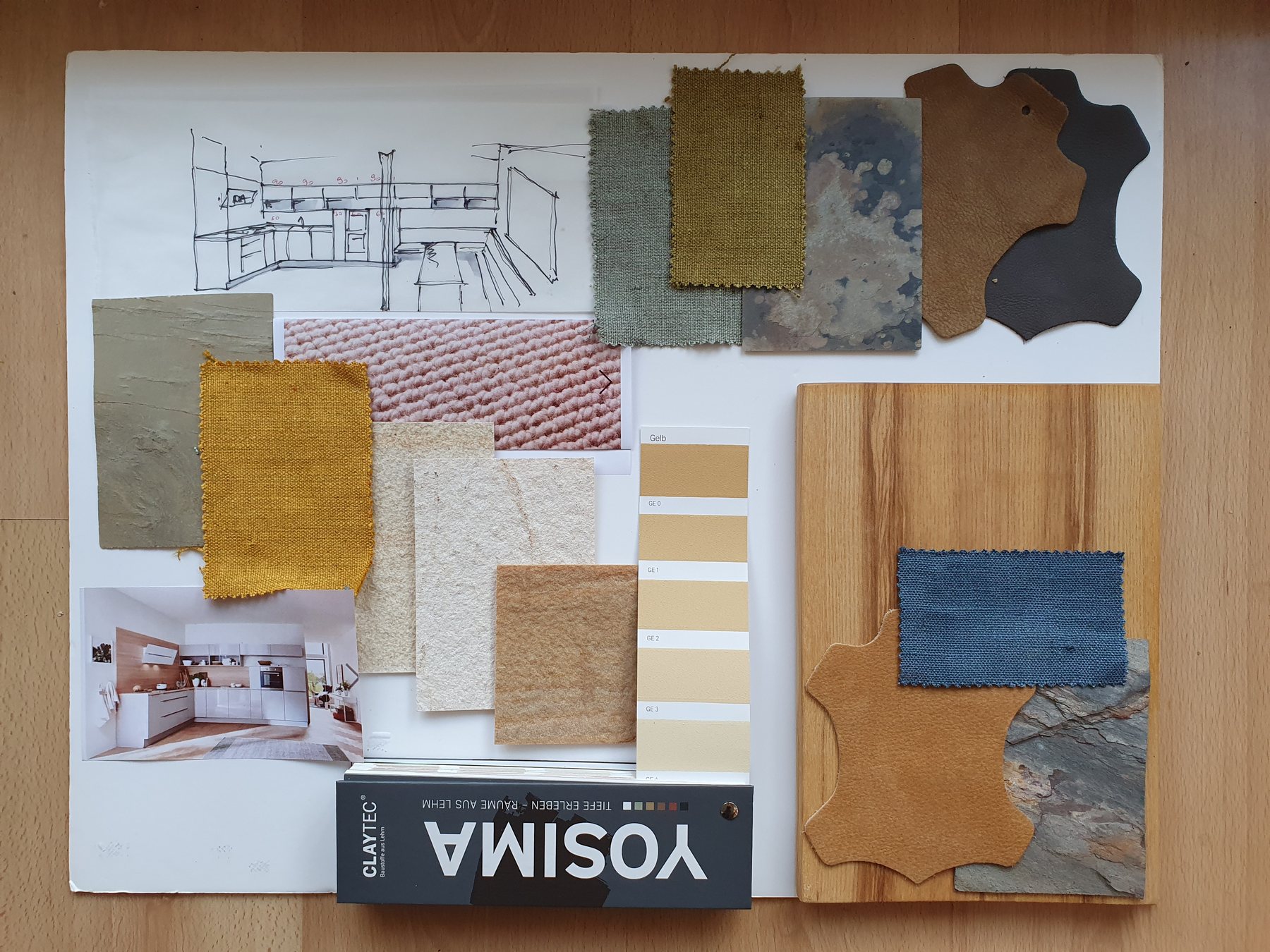 Mood board for the kitchen of a new-build mid-terrace house in Waldbronn