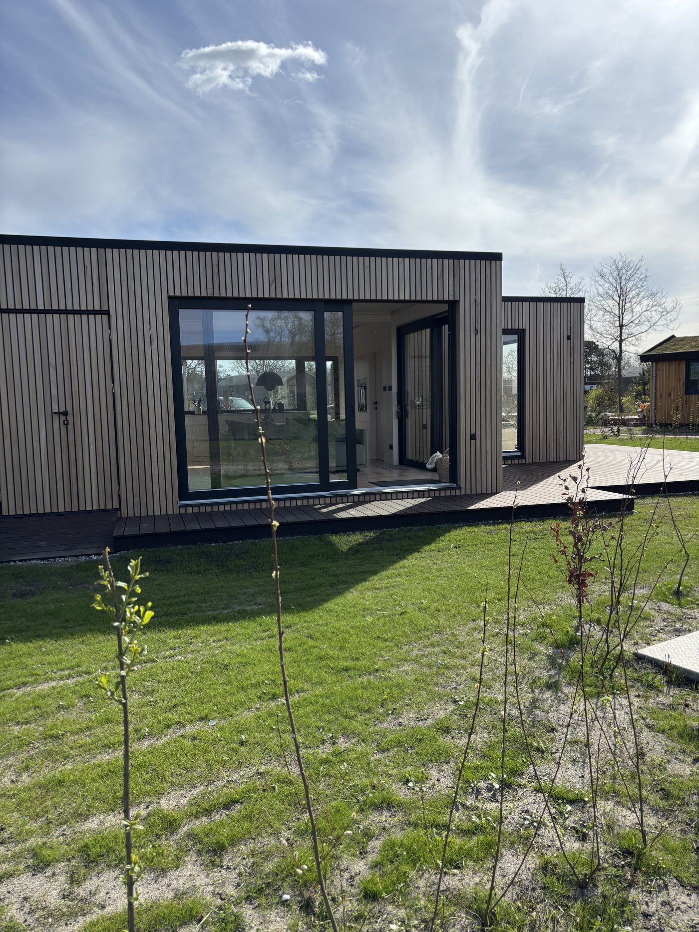 Facade of the tiny house with terrace